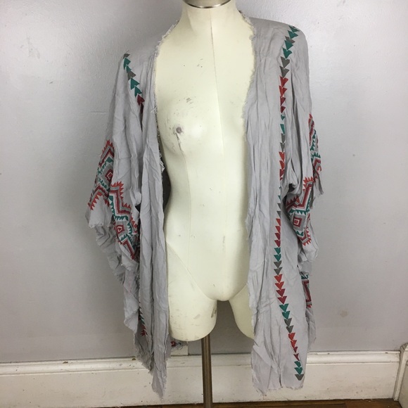Last One! Umgee Regina Tribal Frayed Kimono New - Picture 3 of 8